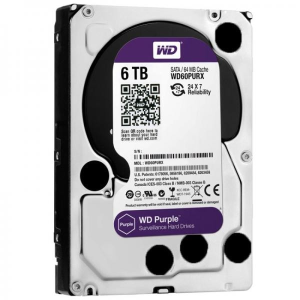 Детальное изображение товара "Жесткий диск 6 Тб для видеонаблюдения Western Digital Purple (WD60PURZ)" из каталога оборудования для видеонаблюдения