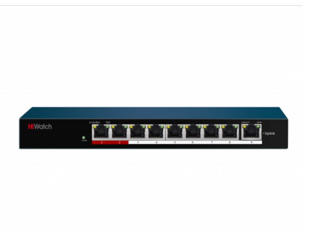 Детальное изображение товара "HiWatch DS-S908P(B) 8-портовый PoE коммутатор (+1 uplink порт)" из каталога оборудования для видеонаблюдения