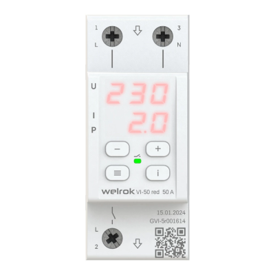 Реле напряжение с контролем тока Welrok VI-50 red