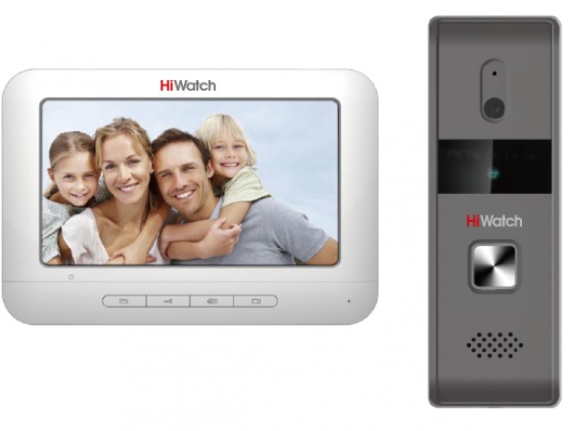Детальное изображение товара "Комплект аналогового видеодомофона HiWatch DS-D100KF c памятью до 200 снимков" из каталога оборудования для видеонаблюдения