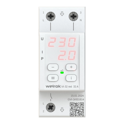 Реле напряжение с контролем тока Welrok VI-32 red