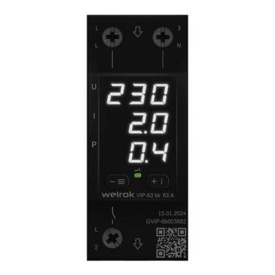 Реле напряжение с контролем тока Welrok VIP-63 bk